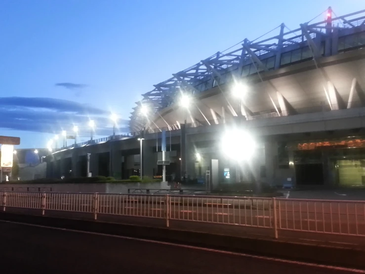 an image of night lit stadium during the day