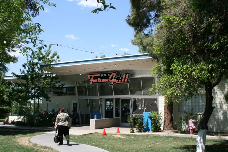 a person walks near the front of a taco - o - man