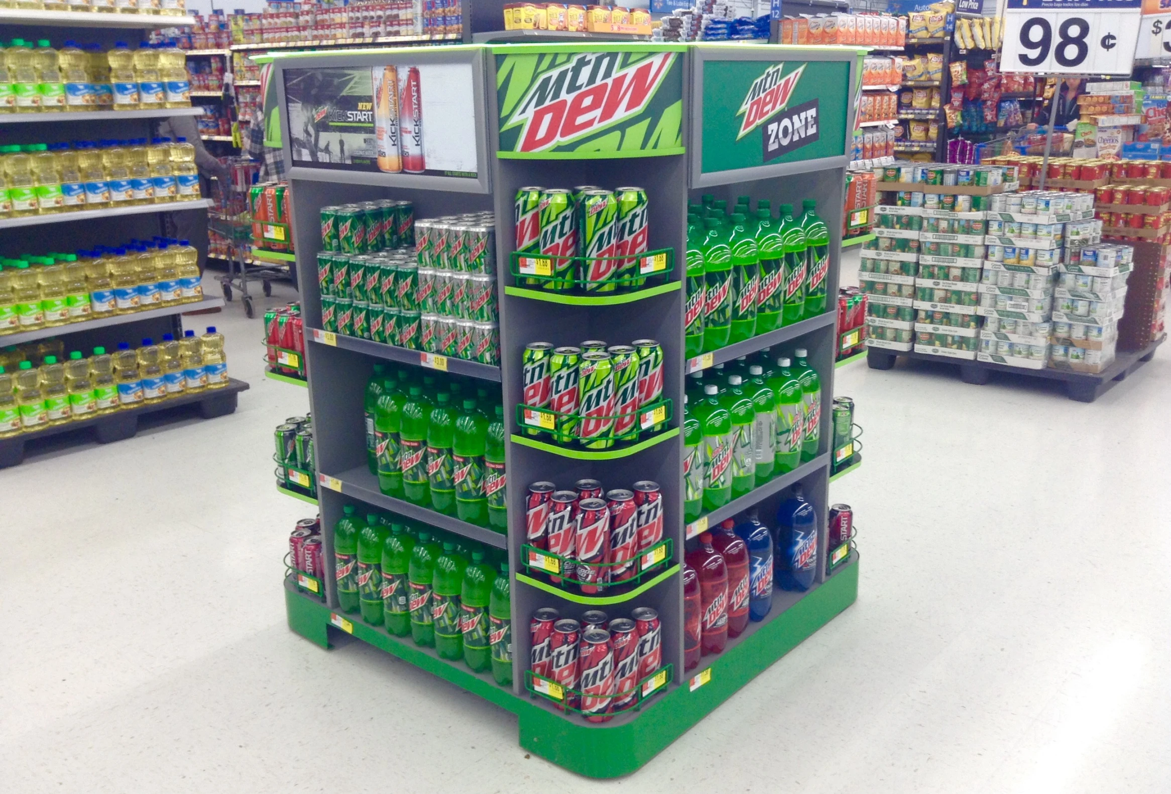 a convenience store display featuring diet coke and other drinks
