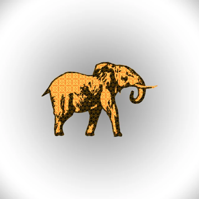 a small elephant standing next to a white wall