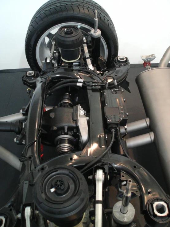 a close up view of an engine and parts