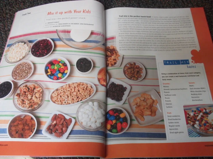 a cookbook with some snacks on it