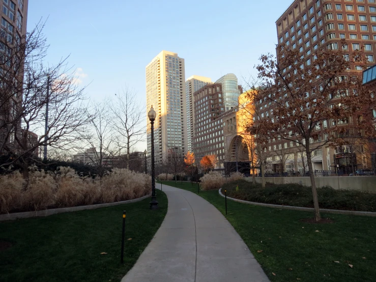 a path that has been placed in a grassy field