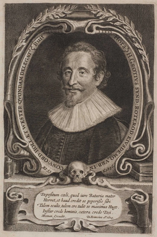 an engraving depicting a man with beard and mustache in a frame