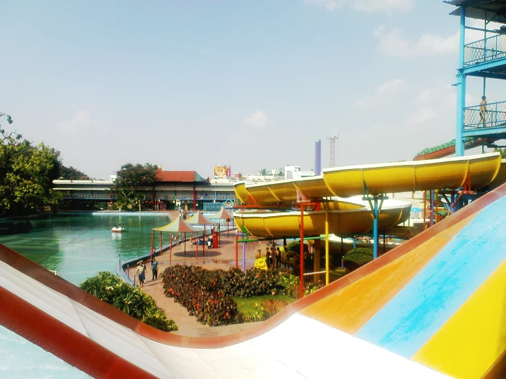 this is the view from inside a water park