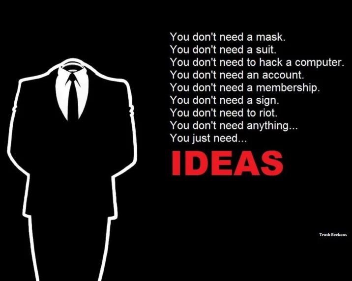a man in a suit with the words ideas written on it