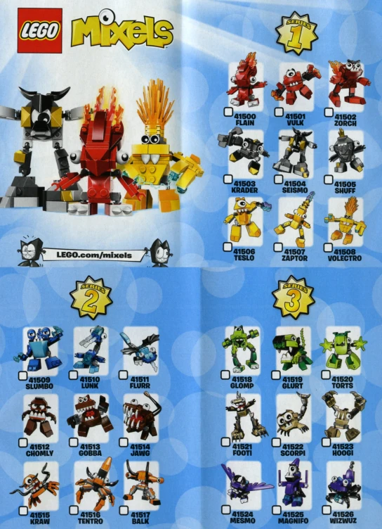 the pages in the lego booklet have different lego items