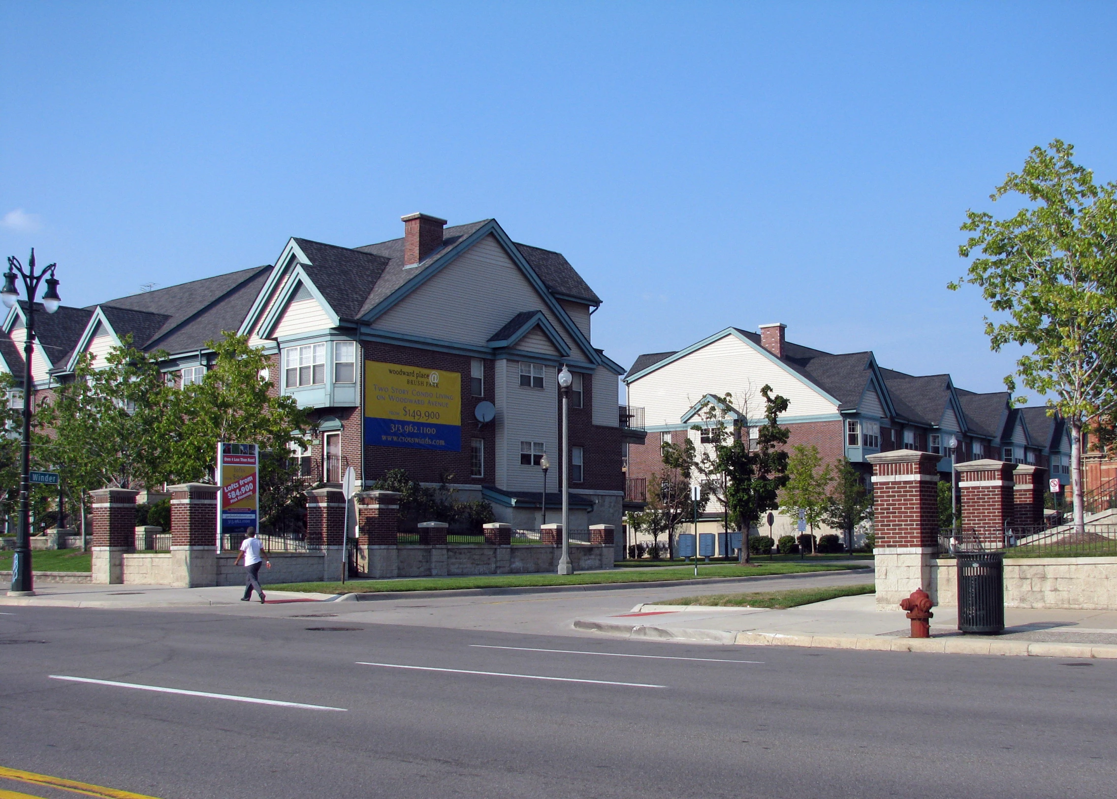 the buildings are located on the corner of this street