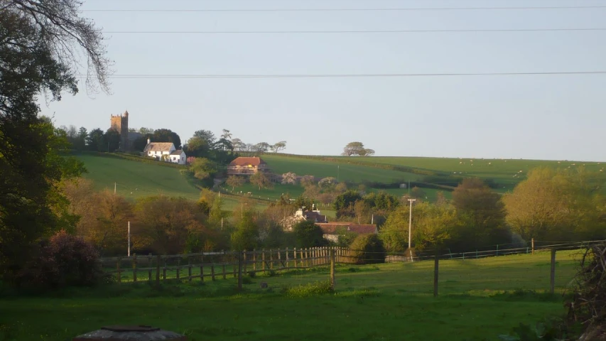 an overview of a lush green countryside
