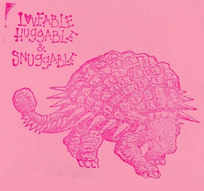 a pink drawing that reads i wade hugapily and snuggleak
