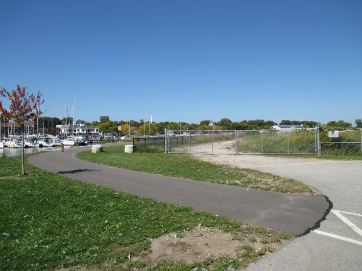 the path to the marina is closed and the parking lot is open