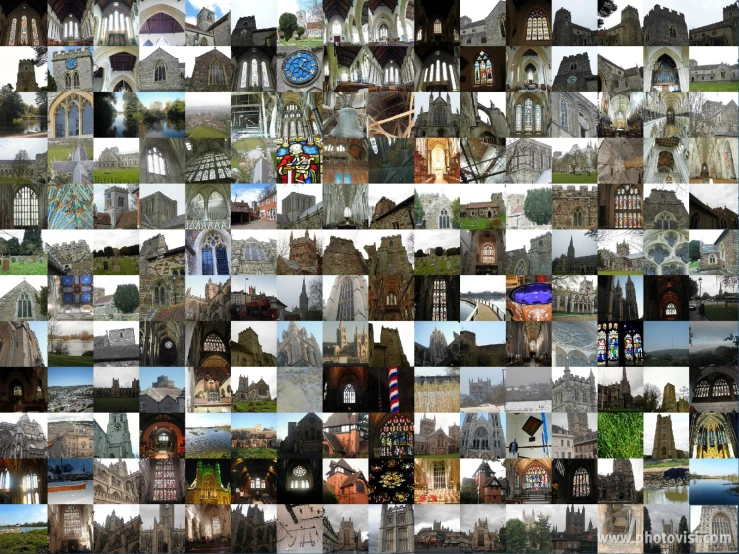 a collage of pos taken of buildings and spires