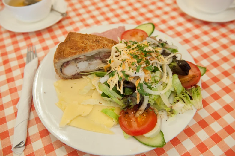 a plate that has food on it and a fork