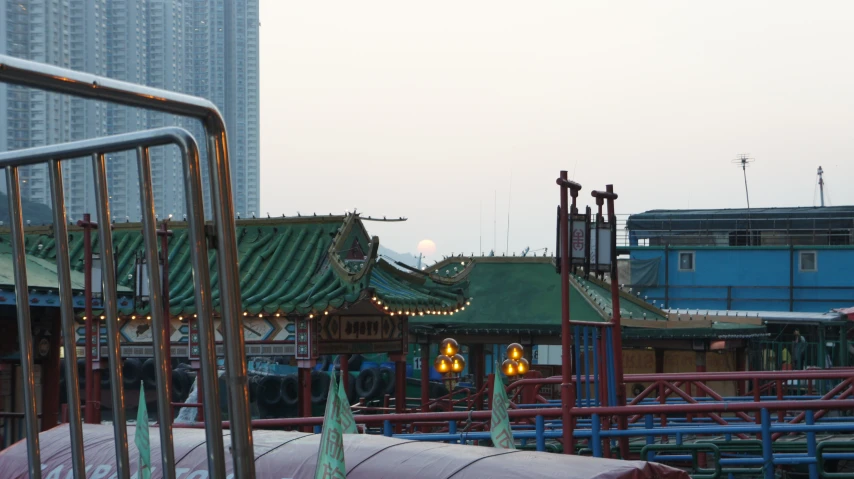 an open air play area in front of some buildings