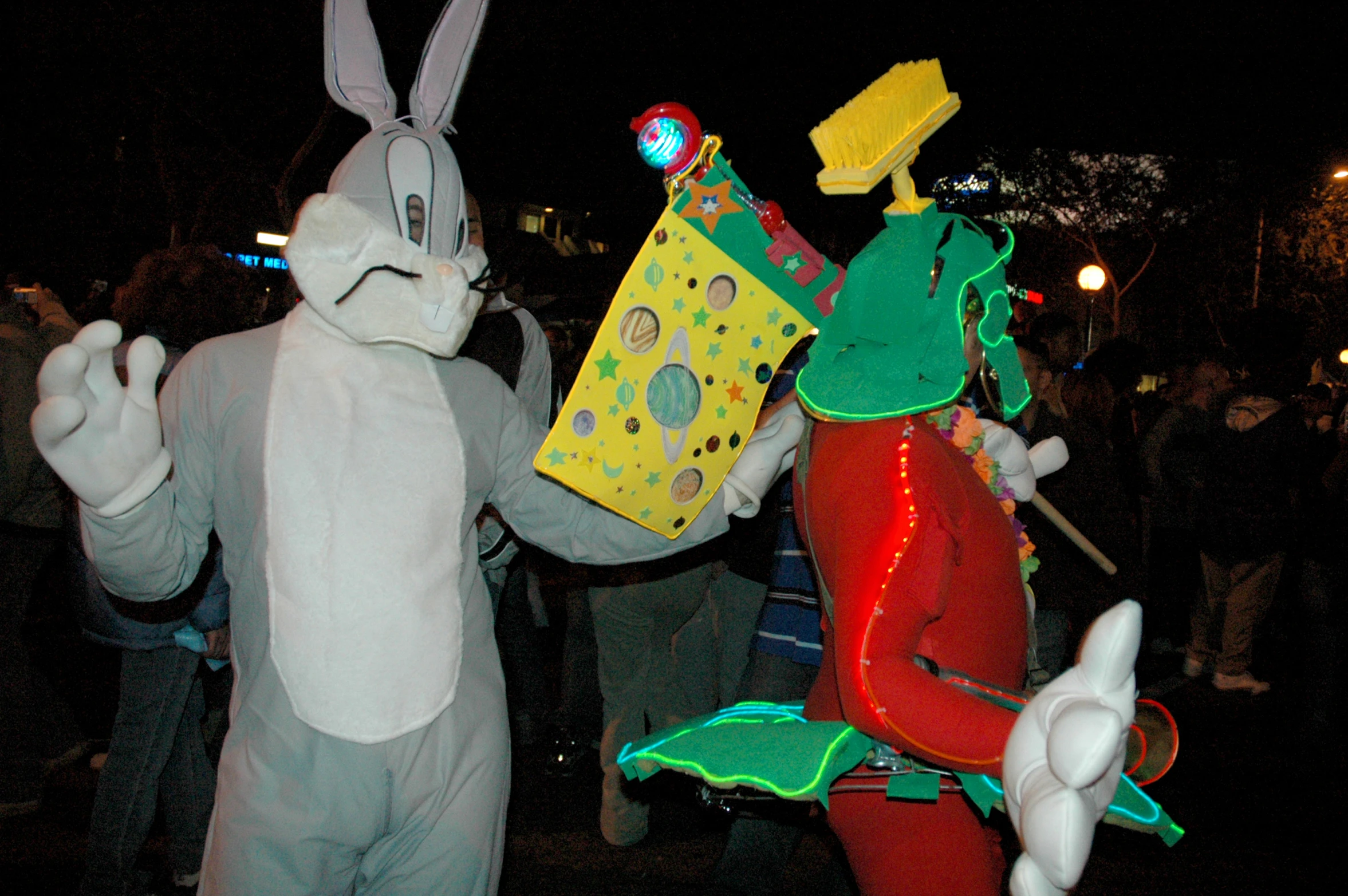 the easter festival is being held by people dressed as the characters of peter and mary and an