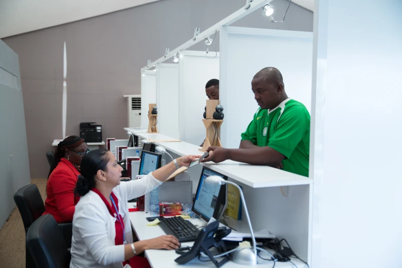 a customer at work checking the order from a customer