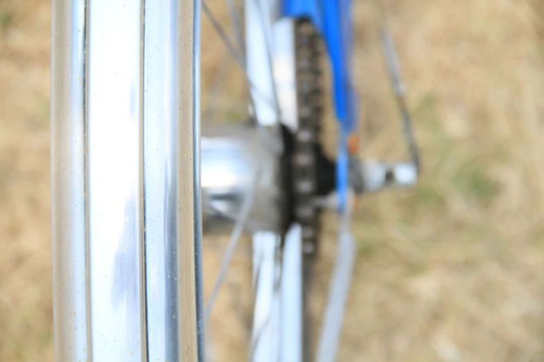 a bike wheel with two different spokes