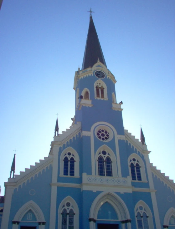 an image of a large church building with blue walls