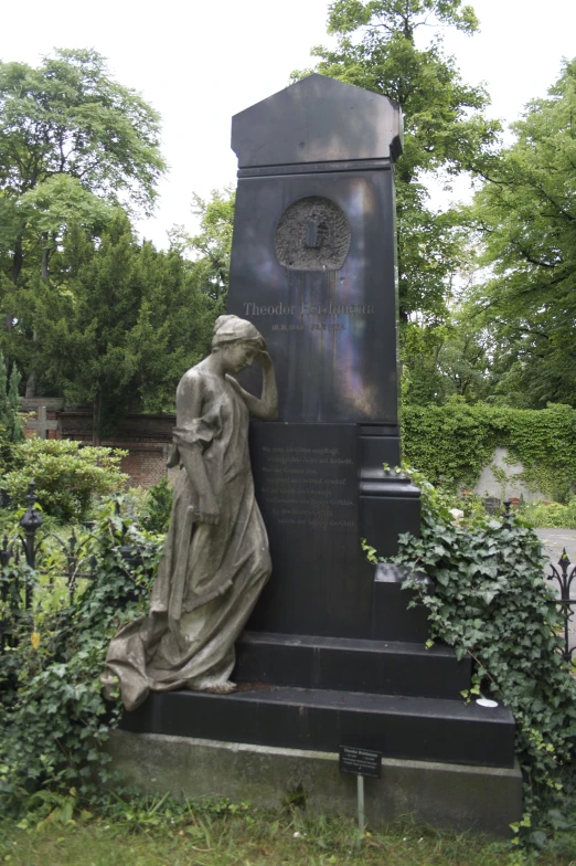 a statue is shown on a graveyard