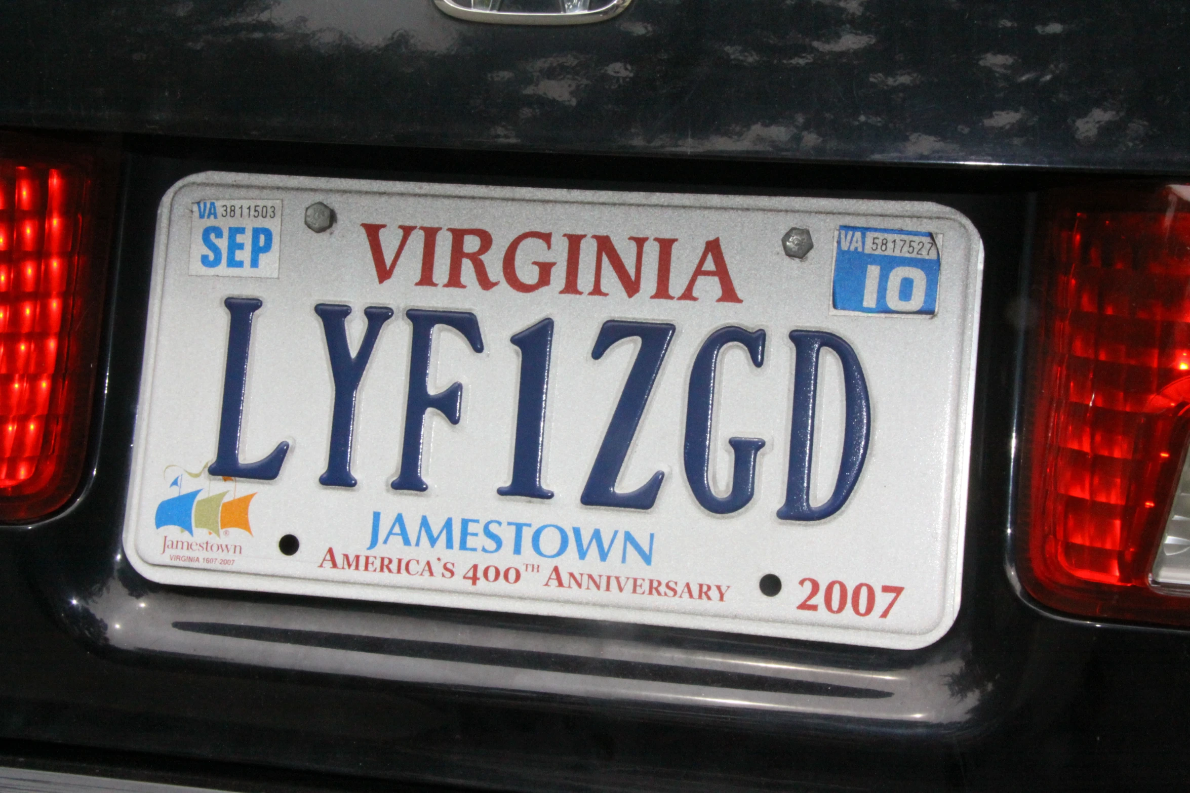 the license plate is for the town of lyfttzd