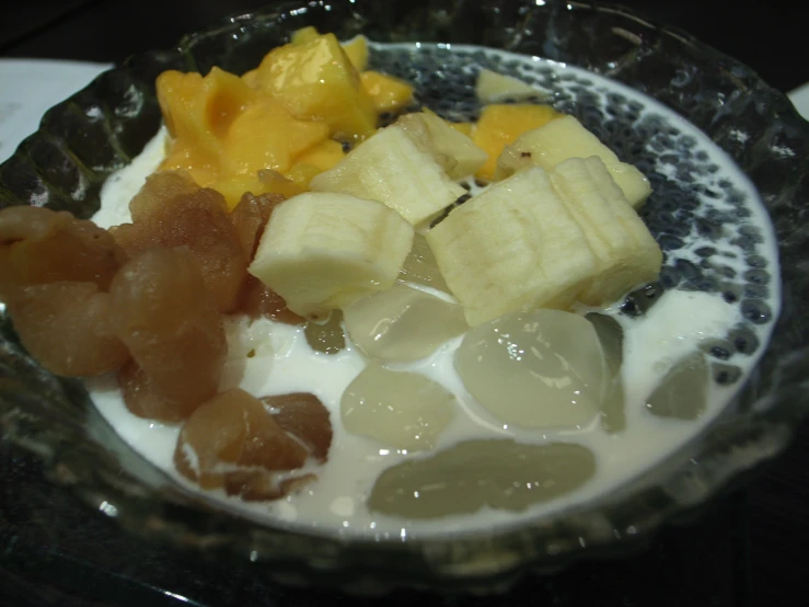 fruits and yogurt with jelly on the bottom