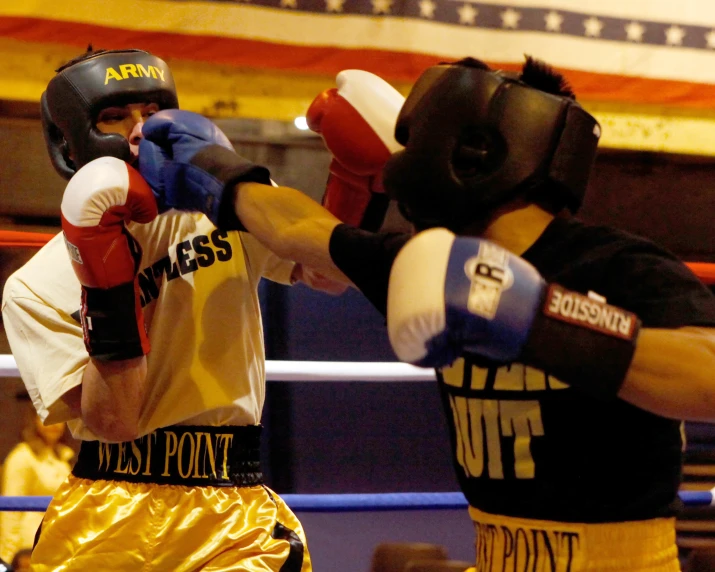 boxers with boxing gloves and gloves are facing each other