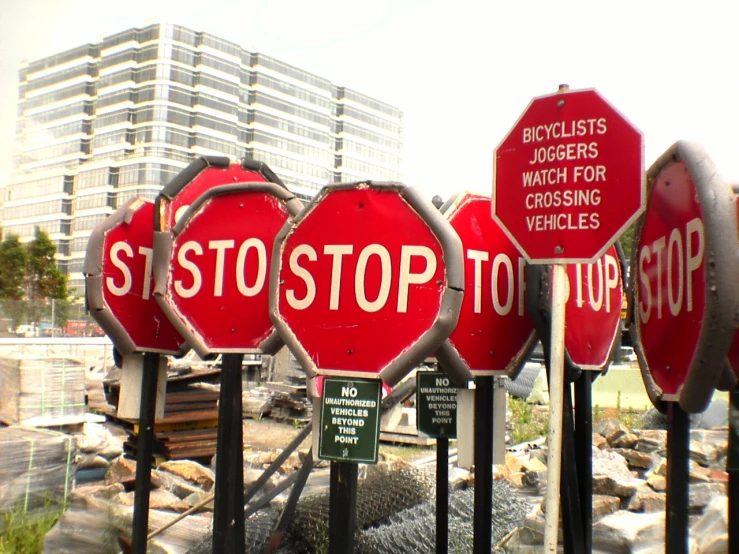 a set of six stop signs that read stop to turn up
