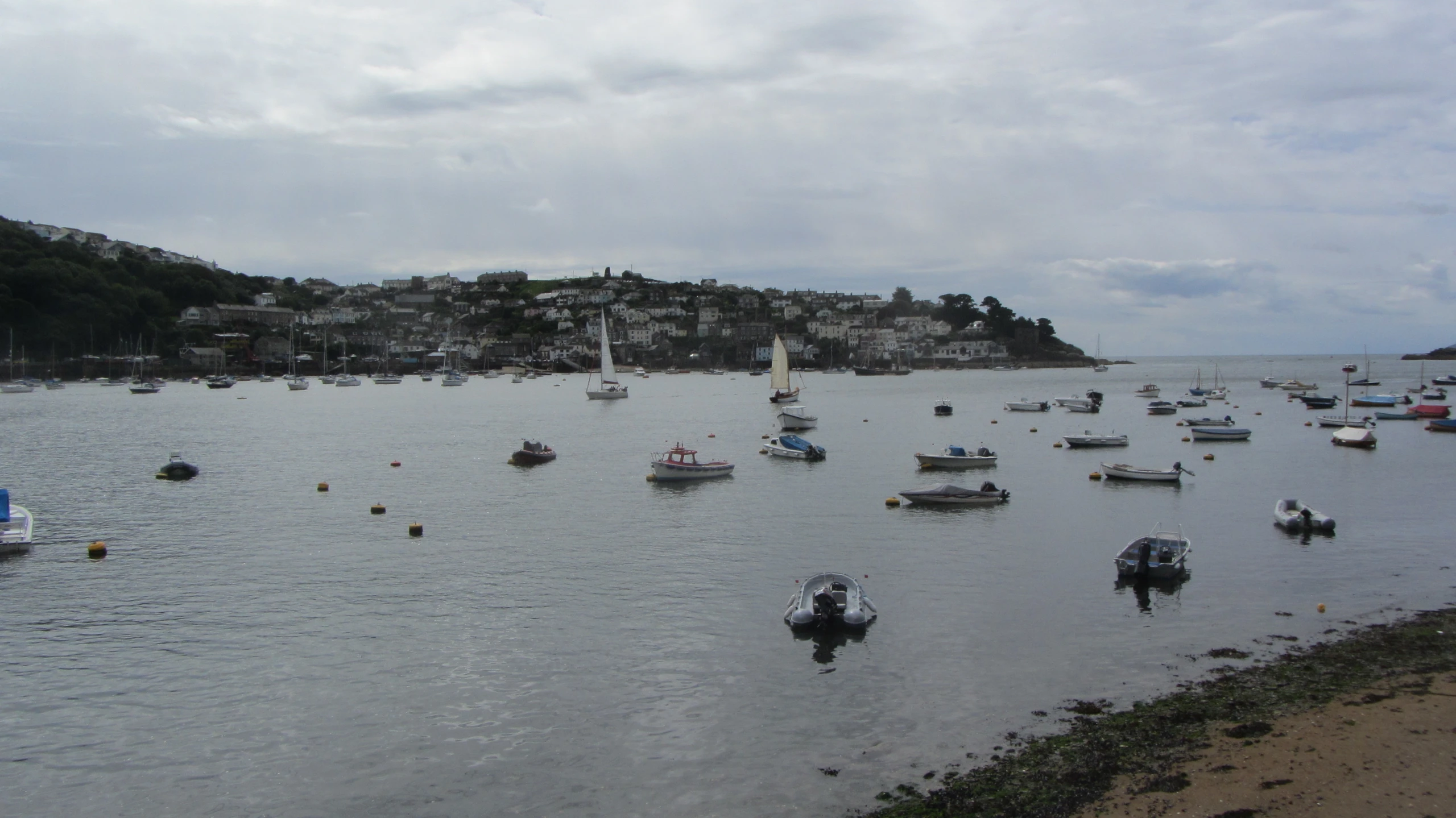 a large amount of boats floating in the water