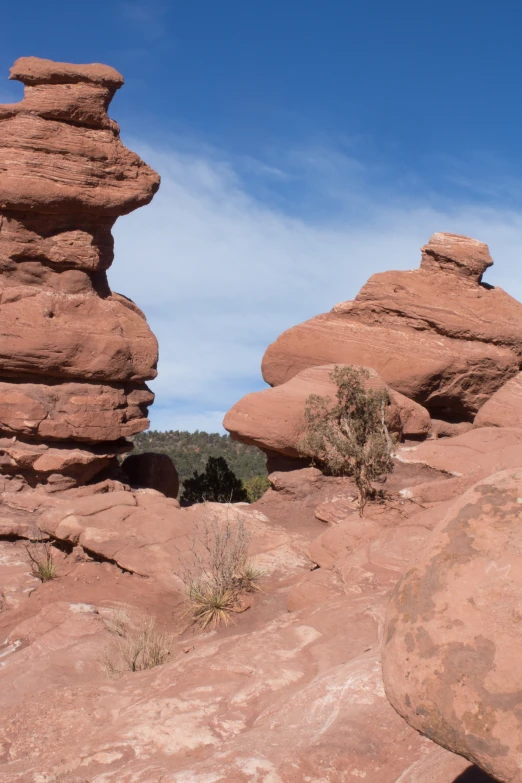 the rocks are very large and have strange stacks