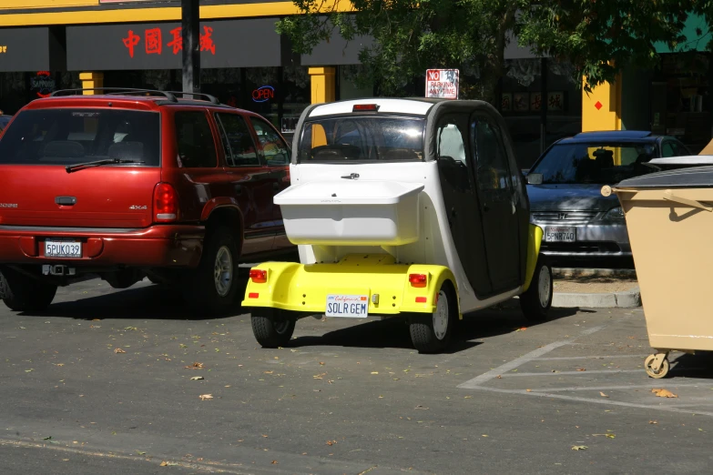 a taxi truck that is parked in the parking lot