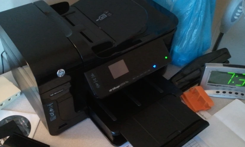 a printer sitting on top of a counter