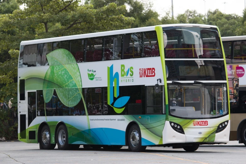 a double decker bus that has multiple levels