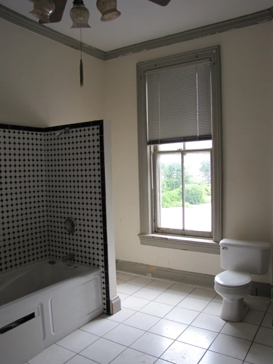 a view of an empty bathroom with the window open