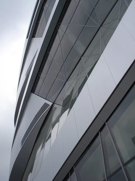 a closeup of a building with a triangular design