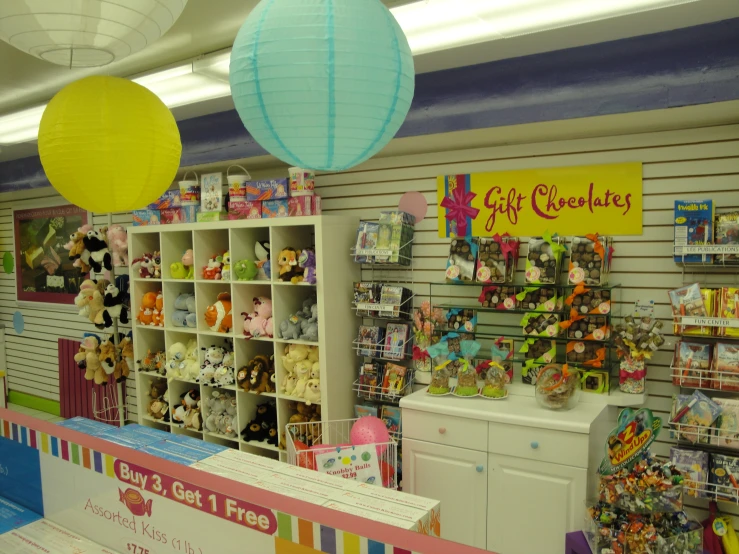 a room with shelves and other goods in it