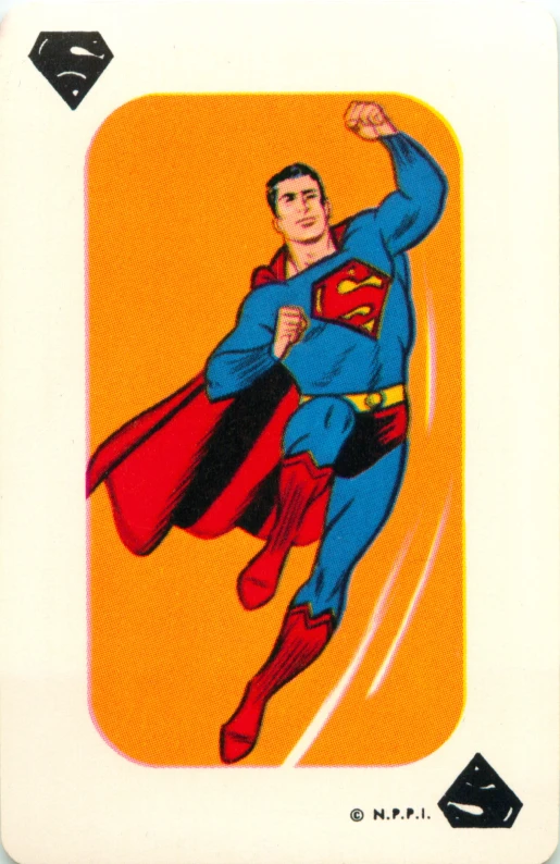 this is a card from dc comics featuring superman