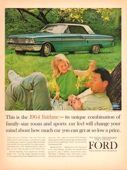 an ad for the ford mustang car with an image of a woman and two children