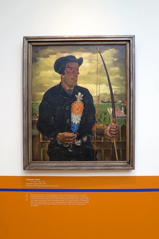 an old painting of a man with a gun