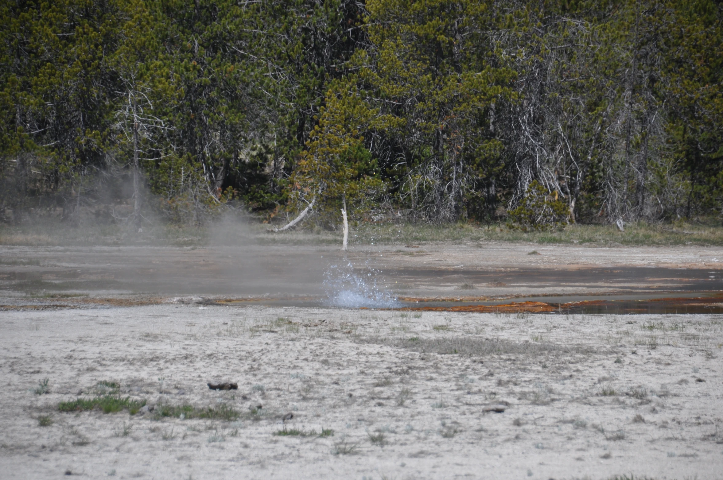 the blue and white object is releasing dirt into the ground