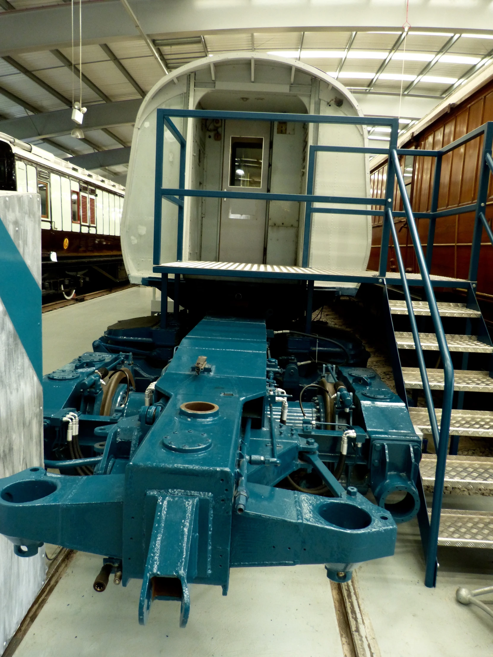 an image of a blue engine train car