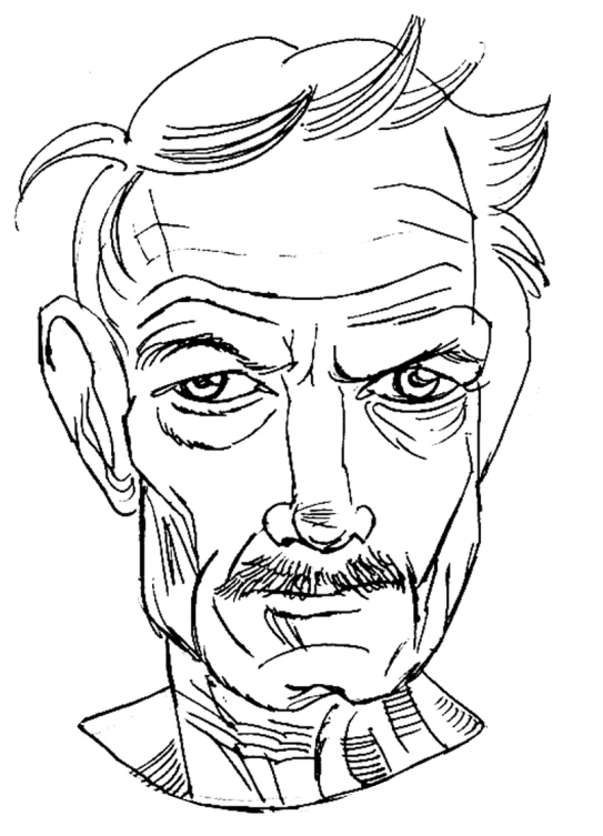 a drawing of a man's face with mustaches