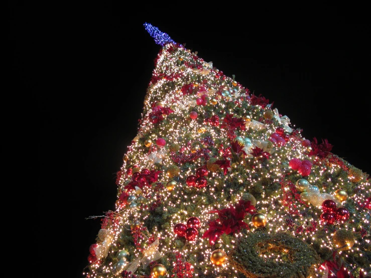 a christmas tree decorated with lights on it