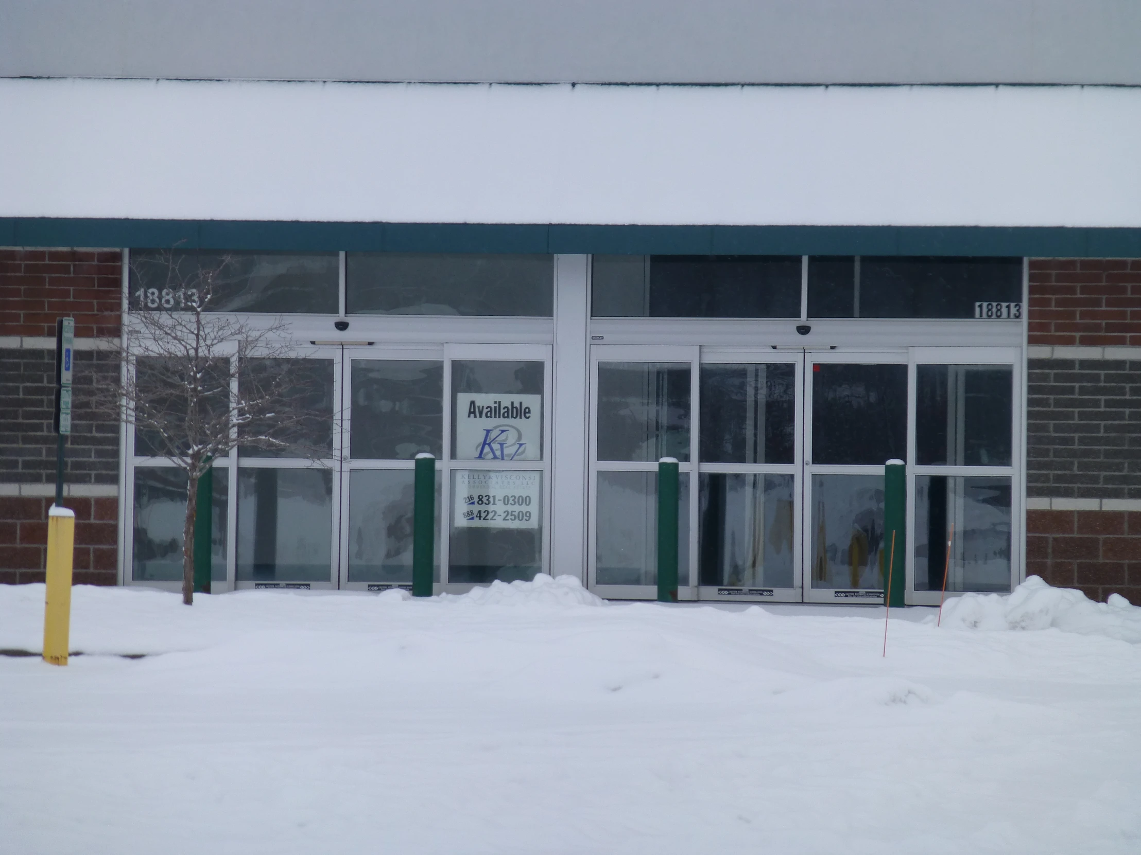 the building has glass windows to let in fresh snow