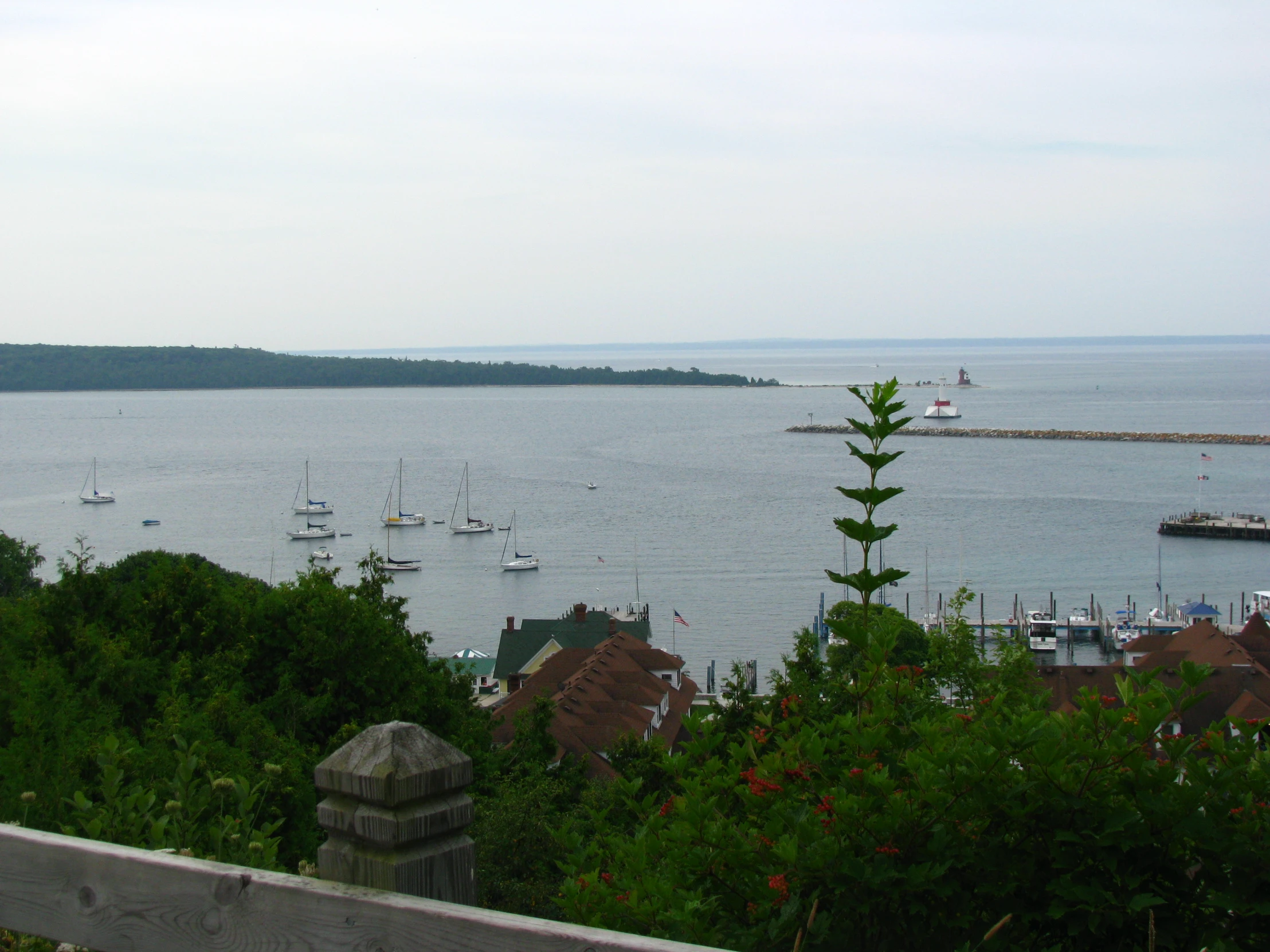 a large body of water with boats in the middle of it