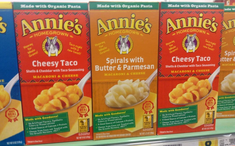 a display in a store filled with boxes of annie's