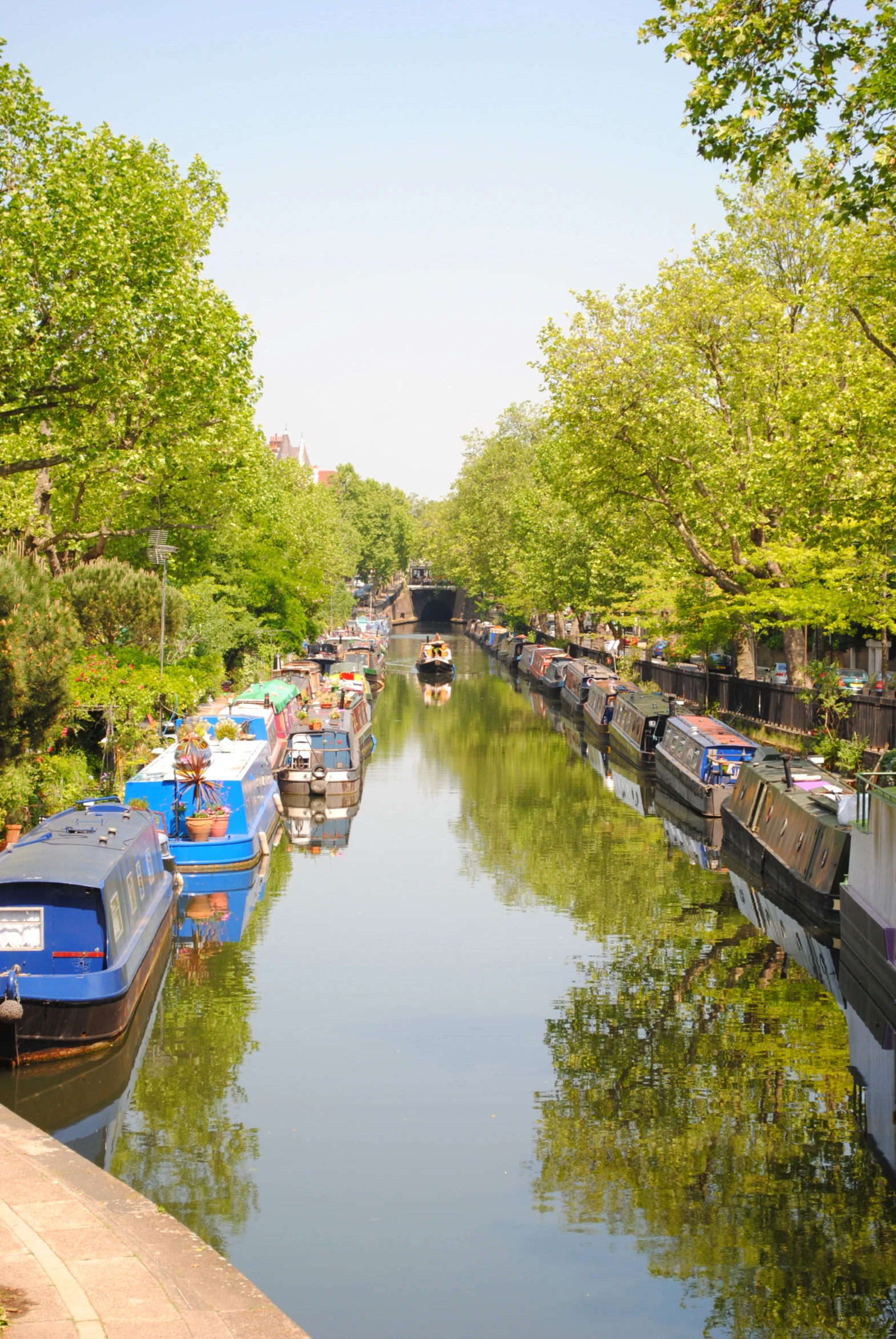 a bunch of boats lined up in the water