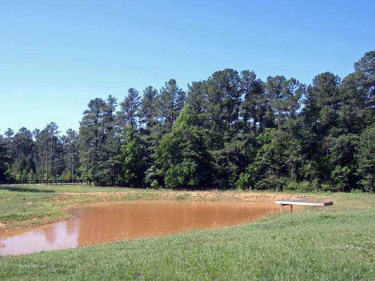 there is a boat sitting in the middle of a pond