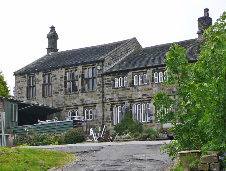 a large stone house that has been constructed into a building