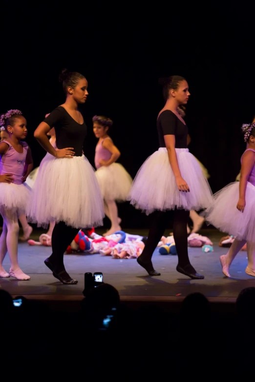 several girls with tutu skirts on performing on stage
