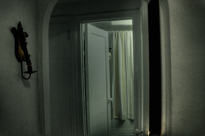 an open door in a small room